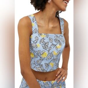 NWT Max&Co Lemon Printed Back Tie Crop Top Size 6